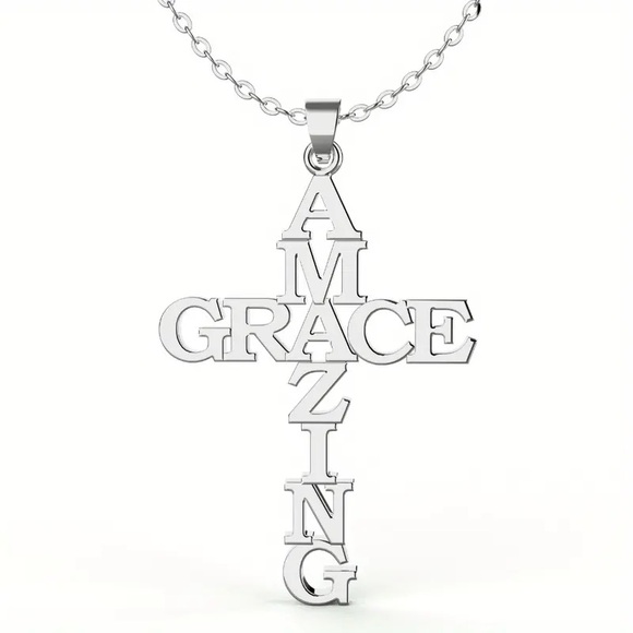 ✝️Amazing Grace Stainless Steel Cross Necklace! - Picture 2 of 8
